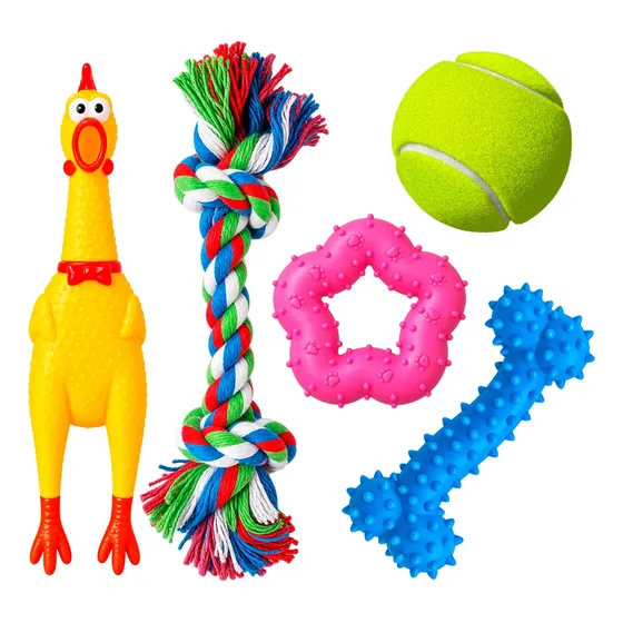 Kit Juguetes Perros Mascotas Chifle Soga Pelota Mordillo