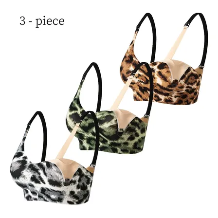 Pack 3 Corpiños Maternales Lactancia Leopardo Combo Pack Liso L