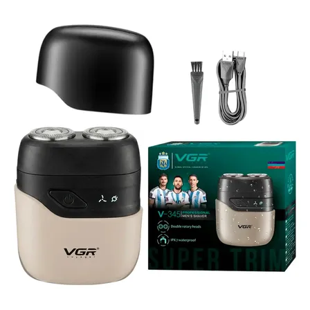 Afeitadora Eléctrica Portatil Shaver Vgr V-345 Usb Ipx7 Waterproof Color Negro