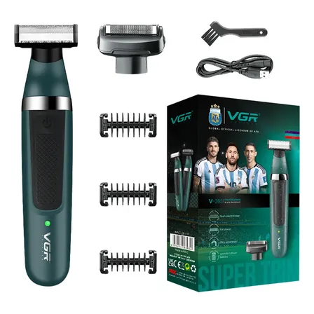 VGR Salon Shaver V-393 Afeitadora Eléctrica Hombre Cuerpo Barba Color Verde