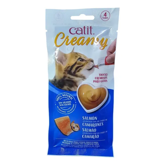 Snack Premium Para Gatos Catit Creamy Sabor Salmón 4 Tubos