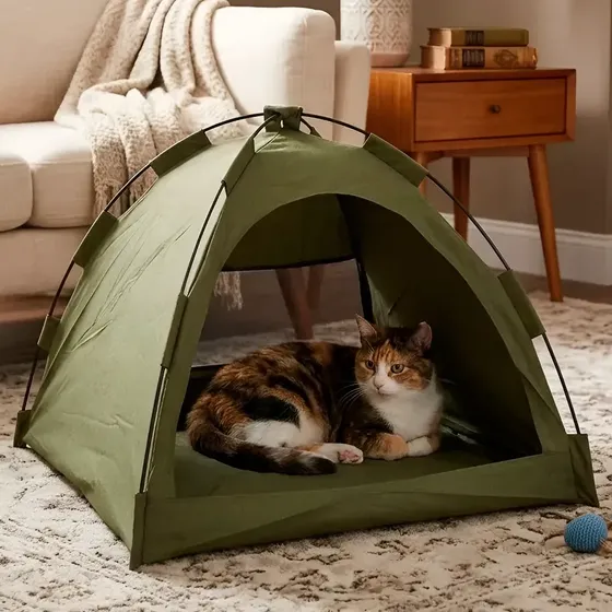 Carpa Portátil Para Gatos Refugio Mascotas Plegable Lavable