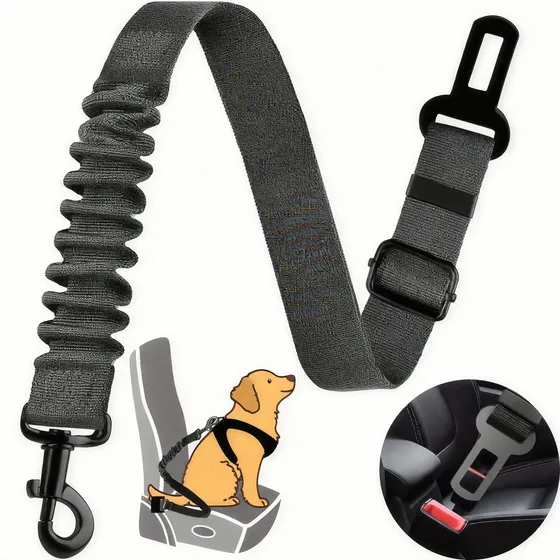 Cinturón Seguridad Elastico Para Perros Auto Ajustable Negro