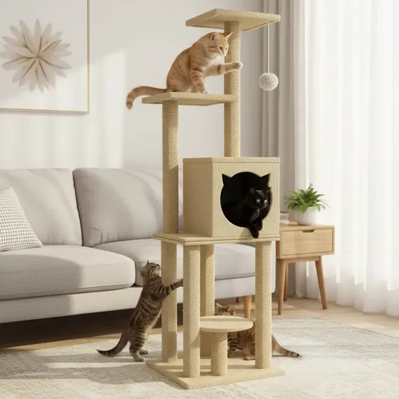 Rascador Torre Gimnasio Para Gatos Los Michi 165 Cm Madera