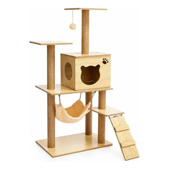 Rascador Gimnasio Torre Casita Hamaca Para Gatos 125cm D155