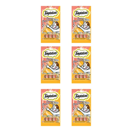 Temptations Snack Cremoso Para Gatos Salmon Y Queso Tubos X6