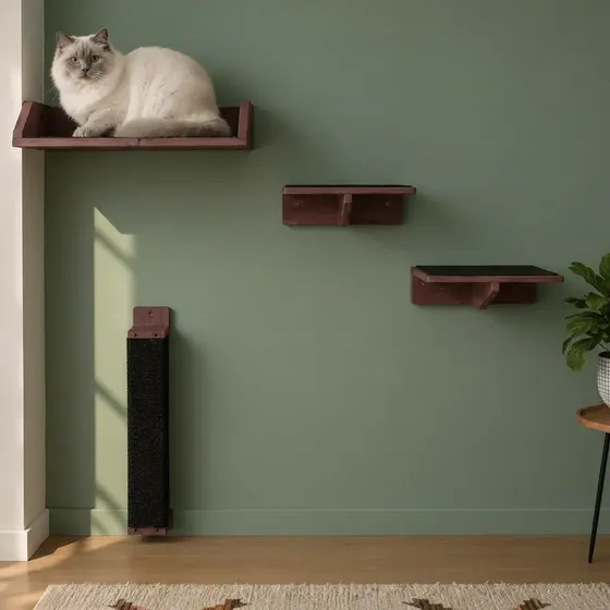Cama C 2 Escalones 1 Rascador D Madera Para Gatos Grandes Mc