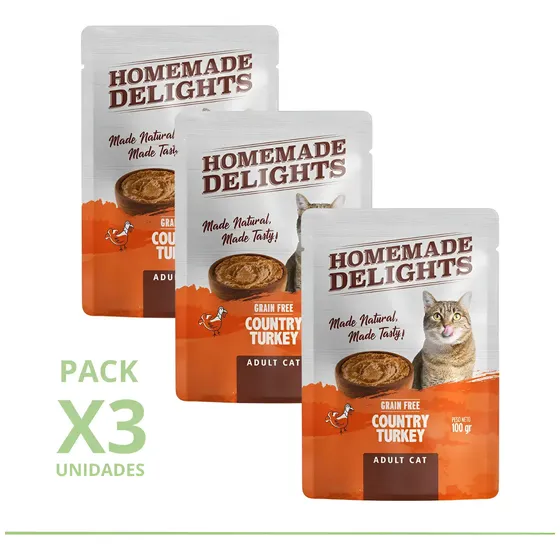 Pouch Gatito Homemade Delights  Country Turkey X3