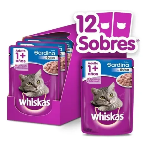 Whiskas Pouch Para Gato Sardina En Salsa - Caja 12 Unidades