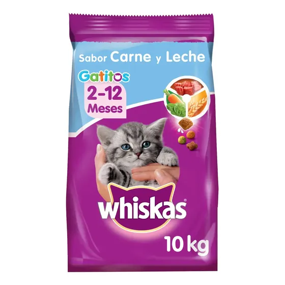 Whiskas Alimento Seco Para Gatitos Sabor Carne Y Leche 10kg