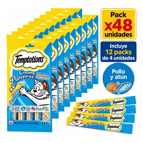 Creamy Snack Golosina Premio Gatos Mascotas X48 Unidades
