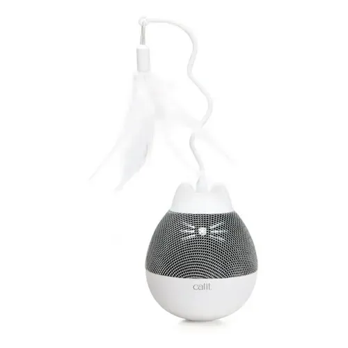 Juguete Gato Sensor Movimiento Dispenser Snacks Spinner Pixi Color Gris Y Blanco