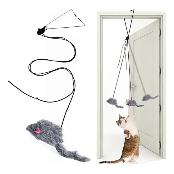 Juguete Interactivo Colgante Para Gatos Con Raton P/ Puerta