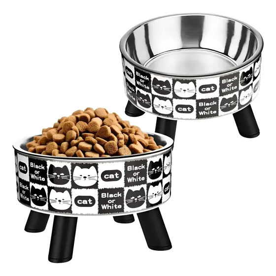 2ud Plato Elevado Gato Perro Acero Inoxidable Antideslizante