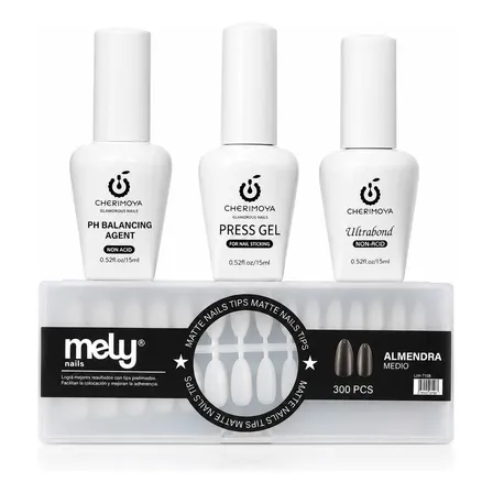 Kit Uñas Soft Gel Tips X300 + Press Gel + Ultrabond + Ph Transparente