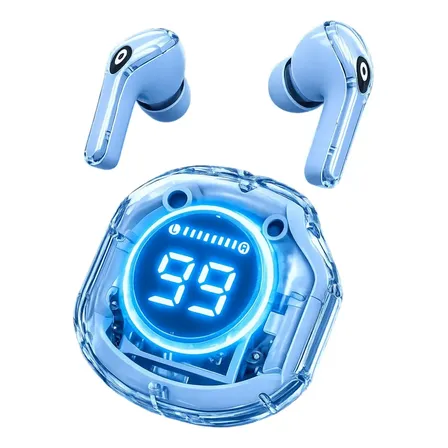 Auriculares Bluetooth Inalámbricos Display Led Bt 5.3 Usb-c Azul