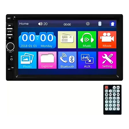Stereo Auto Doble Din Pantalla Tactil 7p Mirrorlink Mp5 Bt Negro