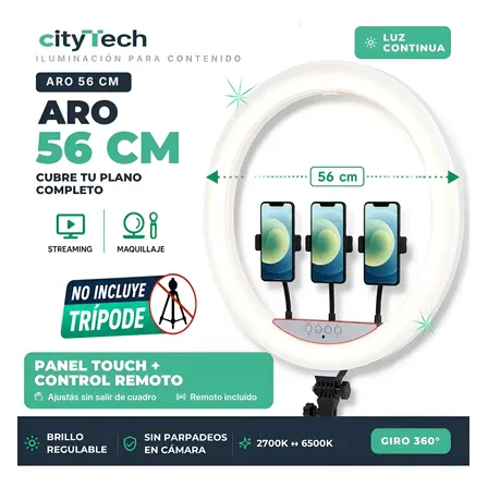 Aro De Luz Profesional Touch 56cm Con Control Remoto Estudio