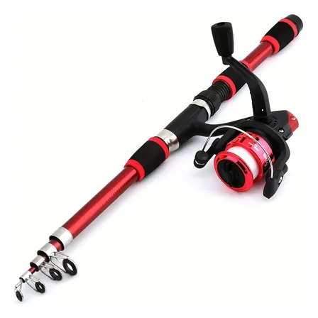 Combo Caña Y Reel Spinning 5.9ft Para Pesca Rojo