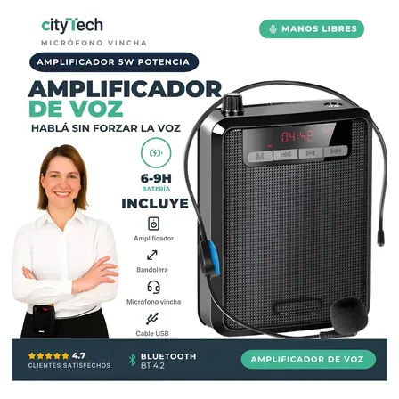 Amplificador Voz Recargable Micrófono Vincha Portátil Btv4.2