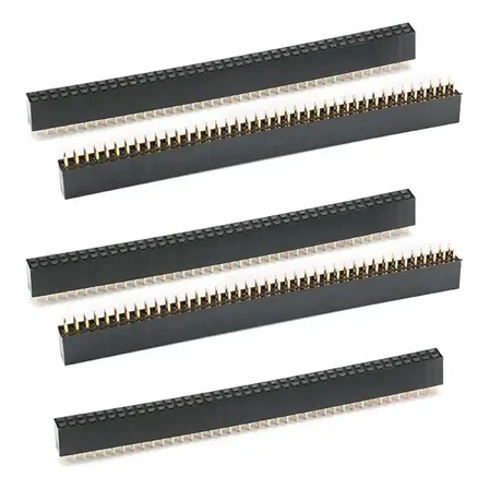 Pack 5 Tiras 2x40 Pines Hembra Paso 2.54mm Doble Fila Nubbeo