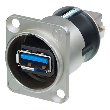 Conector USB 3.0 Chasis Tipo A B Neutrik NAUSB3 Plateado