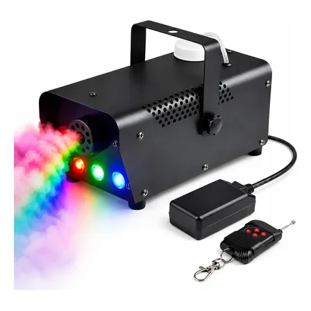 Maquina De Humo Portatil Control Remoto Luces Rgb Negro