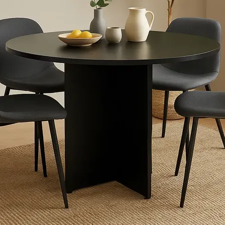 Mesa Living Comedor Nordica Redonda 110 Cm Negro