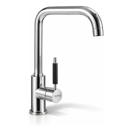 Grifería Cocina Pico U Alto Monocomando C. 40mm Trovani Plateado Brillante