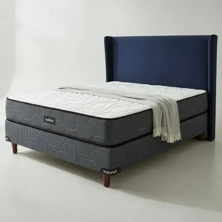 Sommier Y Colchón De Espuma 2 Plazas Multiflex Sol Hawái 130x190cm Diseño Blanco y Gris