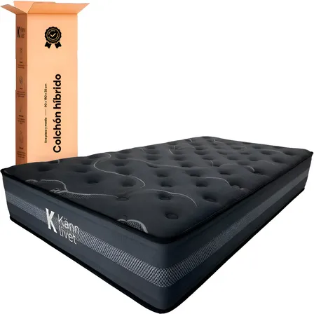 Colchon 1 Plaza Y Media 90x190x25 Resortes Independientes 420 Tight Top Memory Foam Gel Firme Envasado al Vacio Ortopedico Eco-friendly En Caja One Side Negro KL-Eterna Känn Livet