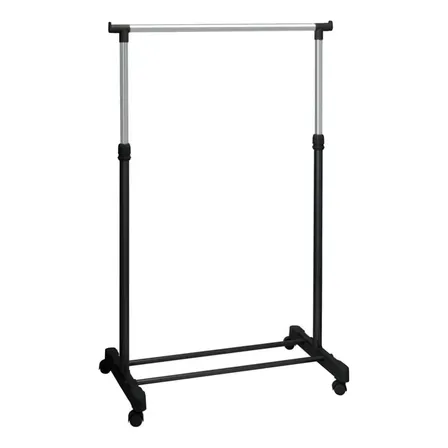 Perchero Reguble De Aluminio Barral Simple Con Ruedas Negro