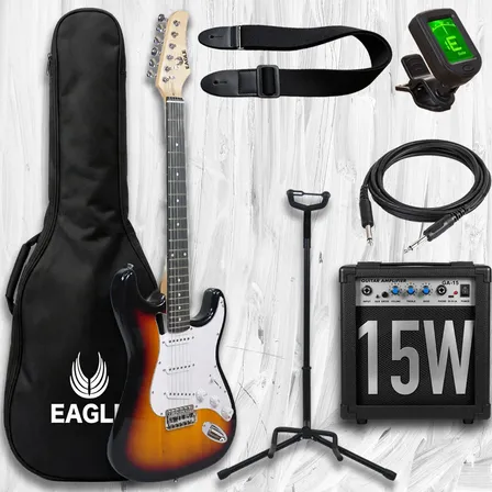 Guitarra Electrica Stratocaster Eagle Ampli 15w Portatil Pua