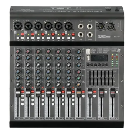 Mixer Moon Mc606 6 Canales Usb Bluetooth Con Fuente Set Dj