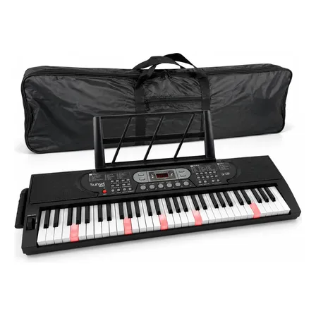 Teclado Organo 61 Teclas Iluminadas Sunset Sk144 + Funda Negro