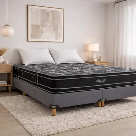 Sommier Viggo Esmeralda 200x200 Cm 130 Kg Alta Densidad Negro