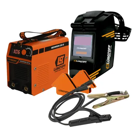 Soldadora Inverter Lusqtoff + Mascara + 2 Escuadra Magnetica Naranja
