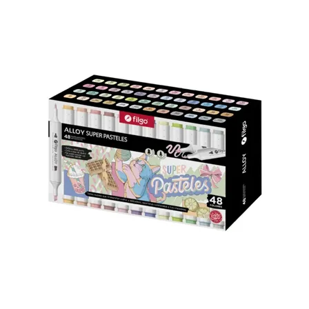Marcadores Filgo Alloy Super Pasteles Caja X 48 Colores Pasteles