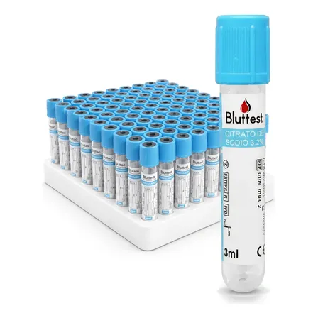 Bluttest Tubos Celestes Citrato De Sodio 3,2% 3ml Para Vacio Prp X100