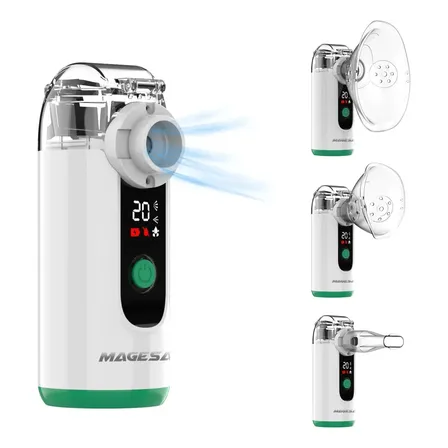 Nebulizador Mesh Ultrasonico Portatil Adultos Niños Magesa Blanco/verde