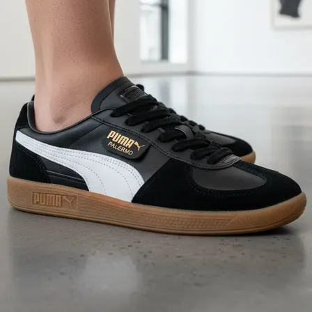 Zapatilla Puma Unisex Palermo Lth Negro Y Blanco 43 Ar