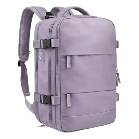 Mochila Viaje Carry On Compartimientos Usb Impermeable Viral Color Malva Diseño de la tela Liso