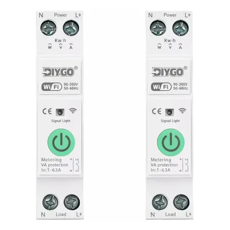 Interruptor Inteligente Wifi X2 Riel Din 63a Tuya Smart Life Blanco