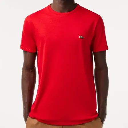 Remera De Hombre Th6709 Lacoste Rojo Liso 05