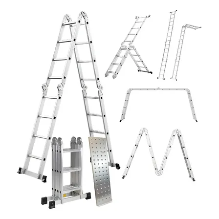 Escalera Multifuncional Aluminio 16 Escalones Vilvi 4x4 4.6m Plegable Gris