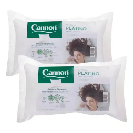 Combo 2 Almohadas Cannon Platino 70 cm Fibra De Vellon Color Blanco