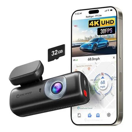 Cámara Para Auto Tablero Frontal Dashcam Redtiger F9 Lite 4k ADAS GPS Visión nocturna Cámara Interior Frontal