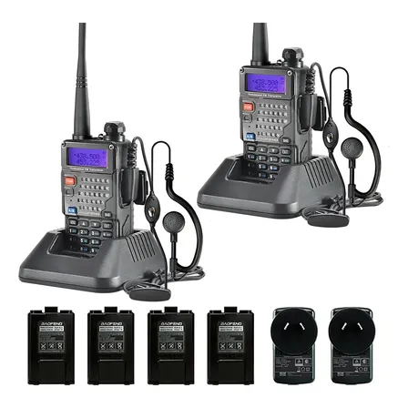 Kit Handy X 2 Baofeng Uv5re Metal Walkie Talkie Handies Negro Vhf/uhf