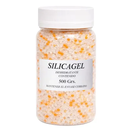 Silicagel Premium C/ Indicador Naranja P/ Humedad Pote 500 G