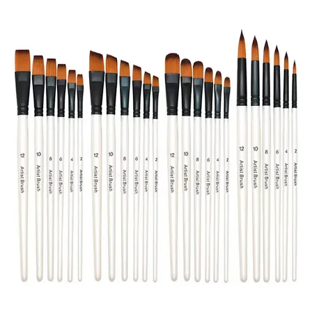 Kit De 24 Pinceles Para Artistas Gadnic Arte Acuarela Oleo Acrílico Cerdas de Nailon